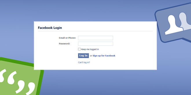 Facebook login Home page