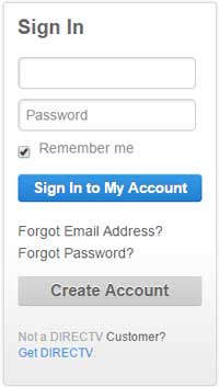 DirecTV login page